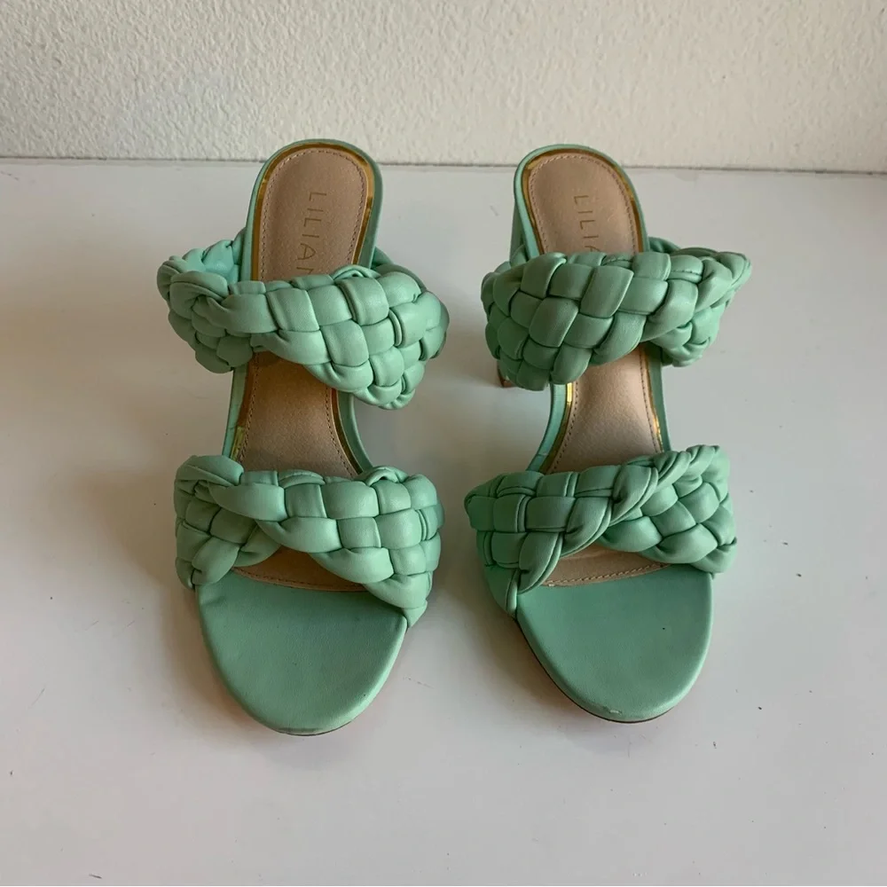 Liliana Twisted Mint sandals with braided straps chunky heel women's size 10
